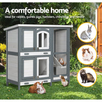 Rabbit Hutch Chicken Coop 98cm x 45cm x 92cm Chicken Coop Large Wooden House Run Cage Outdoor Pet Care Kings Warehouse 