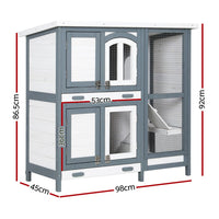 Rabbit Hutch Chicken Coop 98cm x 45cm x 92cm Chicken Coop Large Wooden House Run Cage Outdoor Pet Care Kings Warehouse 