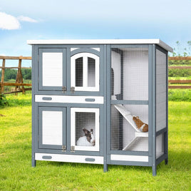Rabbit Hutch Chicken Coop 98cm x 45cm x 92cm Chicken Coop Large Wooden House Run Cage Outdoor Pet Care Kings Warehouse 