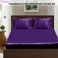 Ramesses Casablanca Satin Fitted Sheet Combo Set Violet Queen Kings Warehouse 