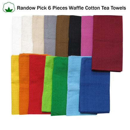 Random Pick Set of 6 100% Cotton Waffle Tea Towels - 50 x 70 cm Home & Garden Kings Warehouse 