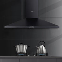 Range Hood Rangehood 90cm 900mm Kitchen Canopy LED Light Wall Mount Black Appliances Stocktake Sale Kings Warehouse 