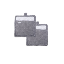 Rans Herringbone Black Cotton Set of 2 Pot Holders Home & Garden Kings Warehouse