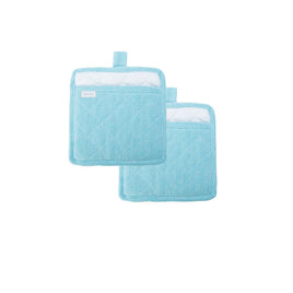 Rans Herringbone Blue Cotton Set of 2 Pot Holders Home & Garden Kings Warehouse