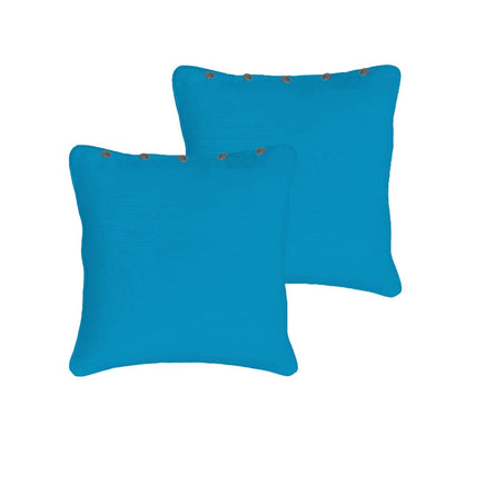 Rans Pair of London Cotton European Pillowcases with Buttons Aqua Home & Garden Kings Warehouse 
