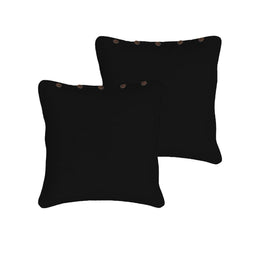 Rans Pair of London Cotton European Pillowcases with Buttons Black Home & Garden Kings Warehouse 