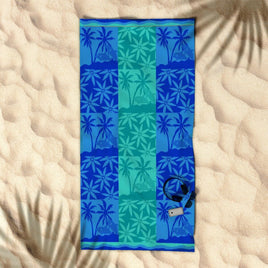 Rans Premium Cotton Jacquard Beach Towel Palm Tree Blue Home & Garden Kings Warehouse 