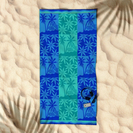 Rans Premium Cotton Jacquard Beach Towel Palm Tree Blue Home & Garden Kings Warehouse 