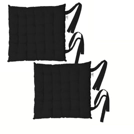 Rans Set of 2 Alfresco Cotton Chair Pads 40x40 cm - Plain Black Home & Garden Kings Warehouse