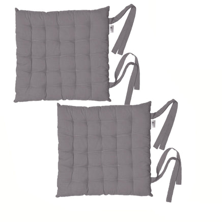 Rans Set of 2 Alfresco Cotton Chair Pads 40x40 cm - Plain Charcoal Home & Garden Kings Warehouse 