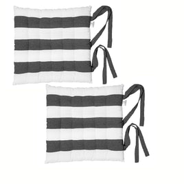 Rans Set of 2 Alfresco Cotton Chair Pads 40x40 cm - Striped Black (Charcoal) Home & Garden Kings Warehouse