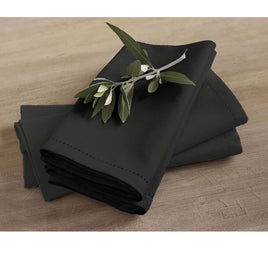 Rans Set of 4 Cotton Hemstitch Napkins - Black Home & Garden Kings Warehouse