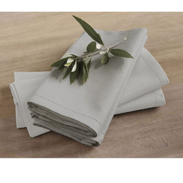 Rans Set of 4 Cotton Hemstitch Napkins - Grey Home & Garden Kings Warehouse