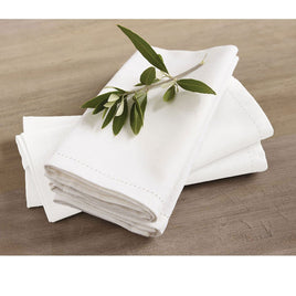 Rans Set of 4 Cotton Hemstitch Napkins - White Home & Garden Kings Warehouse
