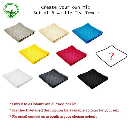 Rans Set of 6 Cotton Waffle Tea Towels 50x70 cm - Mix Your Own Home & Garden Kings Warehouse 