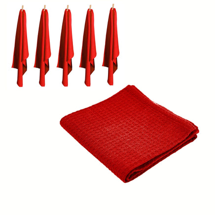 Rans Set of 6 Cotton Waffle Tea Towels 50x70 cm - Red Home & Garden Kings Warehouse 