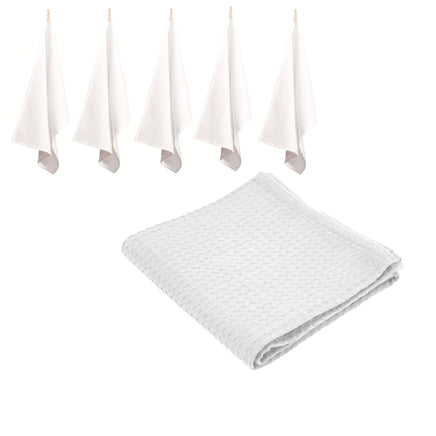 Rans Set of 6 Cotton Waffle Tea Towels 50x70 cm - White Home & Garden Kings Warehouse 