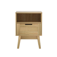 Rattan Bedside Table 1 Drawer with Shelf - REI Oak Furniture Kings Warehouse 