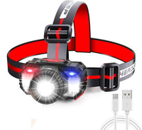 Rechargeable LED Headlamp with Motion Sensor, Zoom Function and SOS Lights for Outdoor Sports Kings Warehouse 