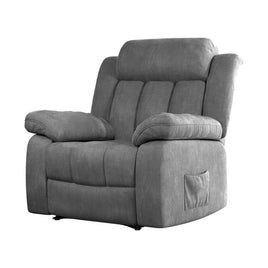 Recliner Chair Electric Massage Chair Velvet Lounge Sofa Heated Grey Furniture Kings Warehouse 
