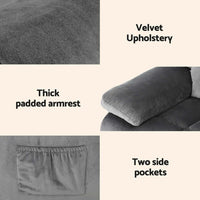 Recliner Chair Electric Massage Chair Velvet Lounge Sofa Heated Grey Furniture Kings Warehouse 