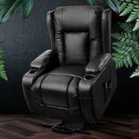 Recliner Chair Lift Assist Heated Massage Chair Leather Rukwa Furniture Kings Warehouse 