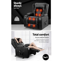 Recliner Chair Lift Assist Heated Massage Chair Leather Rukwa Furniture Kings Warehouse 