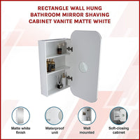 Rectangle Wall Hung Bathroom Mirror Shaving Cabinet Vanity Matte White Health & Beauty Kings Warehouse 