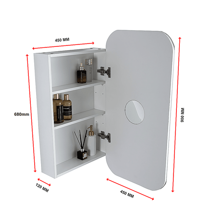 Rectangle Wall Hung Bathroom Mirror Shaving Cabinet Vanity Matte White Health & Beauty Kings Warehouse 