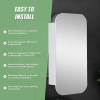 Rectangle Wall Hung Bathroom Mirror Shaving Cabinet Vanity Matte White Health & Beauty Kings Warehouse 