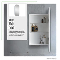 Rectangle Wall Hung Bathroom Mirror Shaving Cabinet Vanity Matte White Health & Beauty Kings Warehouse 