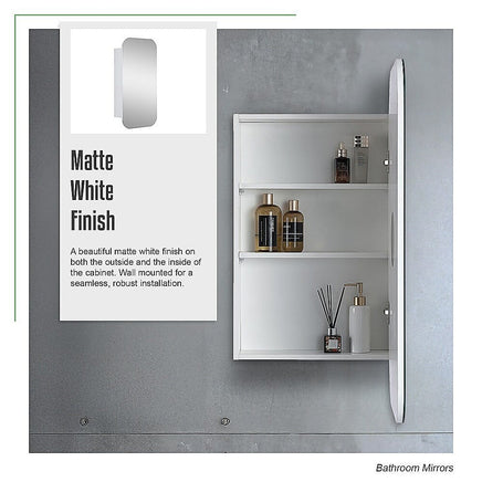 Rectangle Wall Hung Bathroom Mirror Shaving Cabinet Vanity Matte White Health & Beauty Kings Warehouse 