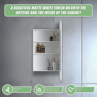 Rectangle Wall Hung Bathroom Mirror Shaving Cabinet Vanity Matte White Health & Beauty Kings Warehouse 