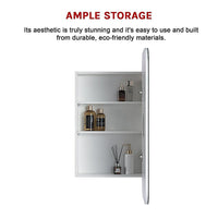 Rectangle Wall Hung Bathroom Mirror Shaving Cabinet Vanity Matte White Health & Beauty Kings Warehouse 