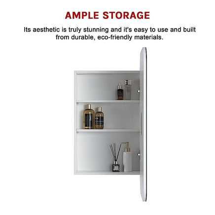 Rectangle Wall Hung Bathroom Mirror Shaving Cabinet Vanity Matte White Health & Beauty Kings Warehouse 