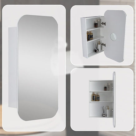 Rectangle Wall Hung Bathroom Mirror Shaving Cabinet Vanity Matte White Health & Beauty Kings Warehouse 