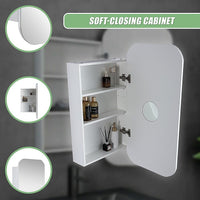 Rectangle Wall Hung Bathroom Mirror Shaving Cabinet Vanity Matte White Health & Beauty Kings Warehouse 