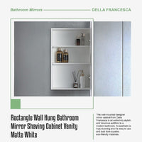 Rectangle Wall Hung Bathroom Mirror Shaving Cabinet Vanity Matte White Health & Beauty Kings Warehouse 