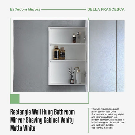 Rectangle Wall Hung Bathroom Mirror Shaving Cabinet Vanity Matte White Health & Beauty Kings Warehouse 