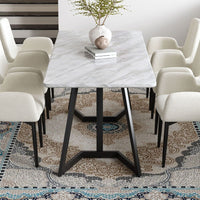 Rectangular Marble-Effect Table Furniture Kings Warehouse 