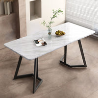 Rectangular Marble-Effect Table Furniture Kings Warehouse 