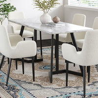 Rectangular Marble-Effect Table Furniture Kings Warehouse 