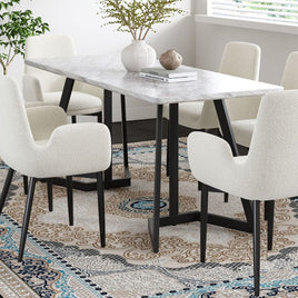 Rectangular Marble-Effect Table Furniture Kings Warehouse 