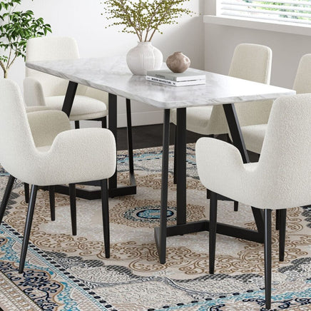 Rectangular Marble-Effect Table Furniture Kings Warehouse 