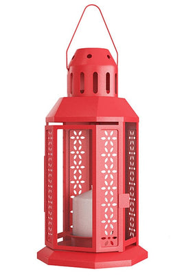 Red Metal Miners Lantern Summer Xmas Wedding Home Party Room Balconey Deck Decoration 21cm Tealight Candle Kings Warehouse 
