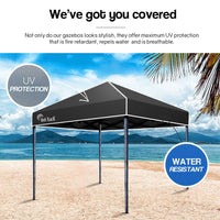 Red Track 3x3m Folding Gazebo Shade Outdoor Pop-Up Black Foldable Marquee Kings Warehouse 