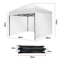 Red Track 3x3m Folding Gazebo Shade Outdoor Pop-Up Grey & White Kings Warehouse 