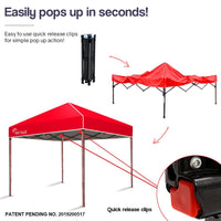 Red Track 3x3m Folding Gazebo Shade Outdoor Pop-Up Red Foldable Marquee Kings Warehouse 