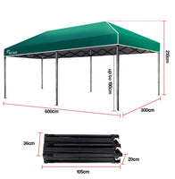 Red Track 3x6m Folding Gazebo Shade Outdoor Green Foldable Marquee Pop-Up Kings Warehouse 