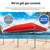 Red Track 3x6m Folding Gazebo Shade Outdoor Red Foldable Marquee Pop-Up Kings Warehouse 